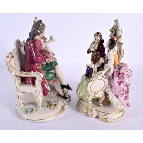 58 - TWO GERMAN DRESDEN PORCELAIN FIGURES. Largest 20 cm x 20 cm. (2)