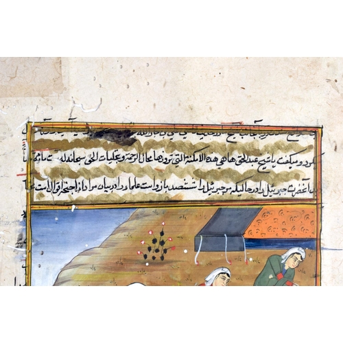 584 - A 19TH CENTURY MIDDLE EASTERN PAINTED ISLAMIC MANUSCRIPT. 45 cm x 28 cm.