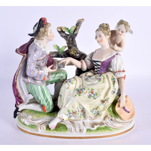 59 - A CONTINENTAL PORCELAIN FIGURAL GROUP. 18 cm x 21 cm.