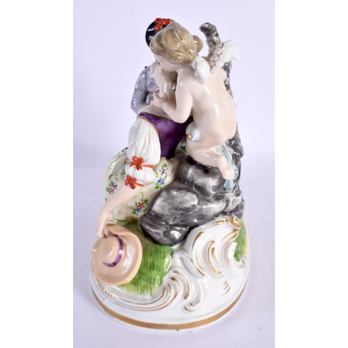 59 - A CONTINENTAL PORCELAIN FIGURAL GROUP. 18 cm x 21 cm.