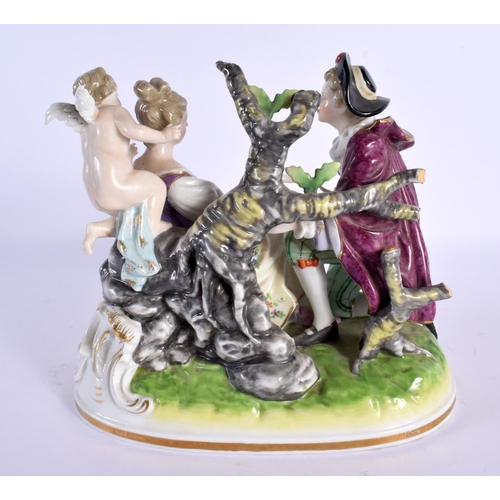 59 - A CONTINENTAL PORCELAIN FIGURAL GROUP. 18 cm x 21 cm.