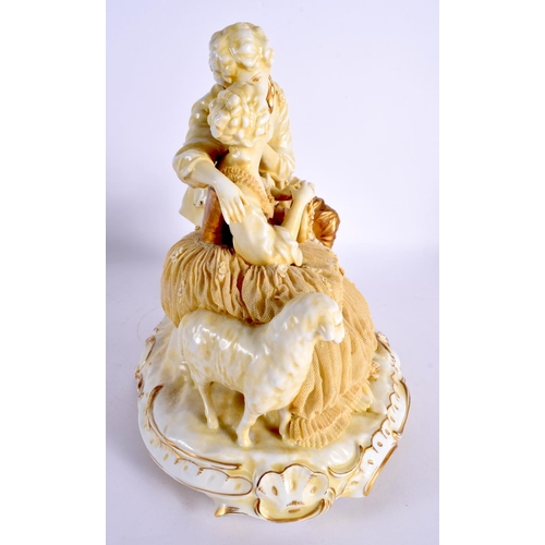 60 - A CONTINENTAL PORCELAIN FIGURAL GROUP. 27 cm x 25 cm.