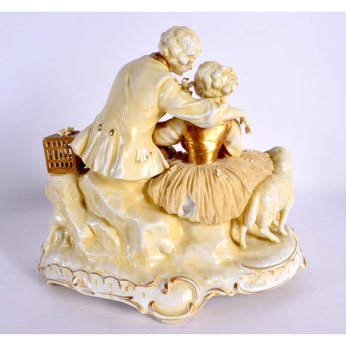 60 - A CONTINENTAL PORCELAIN FIGURAL GROUP. 27 cm x 25 cm.