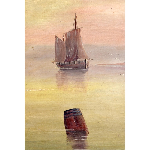 602 - Edward King Redmore (C1860) Pair, Oil on Board, Junks at sea. 78 cm x 58 cm.