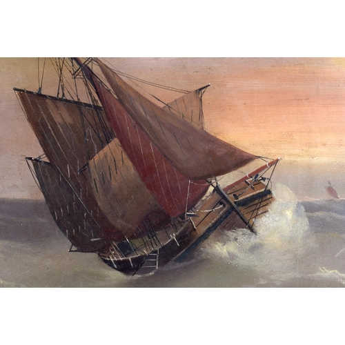 602 - Edward King Redmore (C1860) Pair, Oil on Board, Junks at sea. 78 cm x 58 cm.