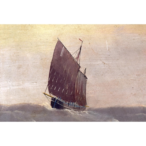 602 - Edward King Redmore (C1860) Pair, Oil on Board, Junks at sea. 78 cm x 58 cm.