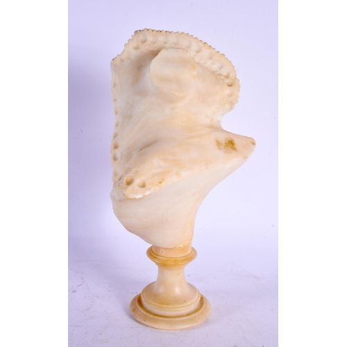 603 - AN EARLY 20TH CENTURY EUROPEAN CARVED ALABASTER BUST. 24 cm x 8 cm.