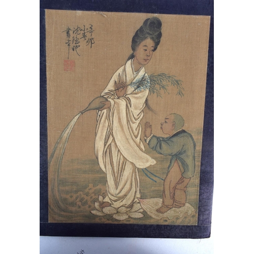 650 - Chinese School (19th/20th Century) 6 x silk pictures. Largest 36 cm x 28 cm. (6)