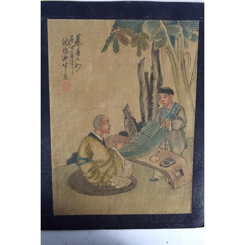 650 - Chinese School (19th/20th Century) 6 x silk pictures. Largest 36 cm x 28 cm. (6)