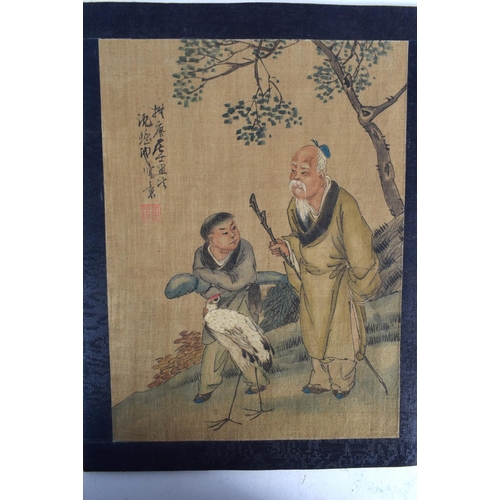 650 - Chinese School (19th/20th Century) 6 x silk pictures. Largest 36 cm x 28 cm. (6)