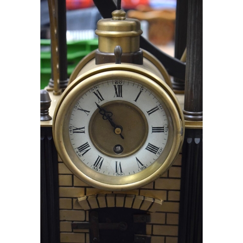 663 - A LARGE CONTEMPORARY STEAM ENGINE INDUSTRIAL CLOCK. 68 cm x 28 cm.