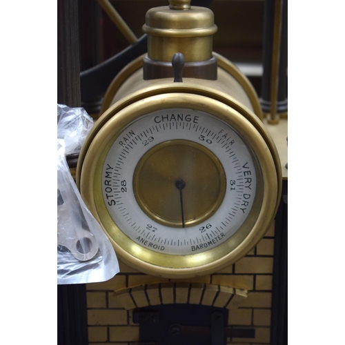 663 - A LARGE CONTEMPORARY STEAM ENGINE INDUSTRIAL CLOCK. 68 cm x 28 cm.