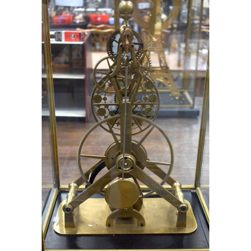 664 - A LARGE CONTEMPORARY ENAMELLED MOON PHASE SKELETON CLOCK. 54 cm x 28 cm.