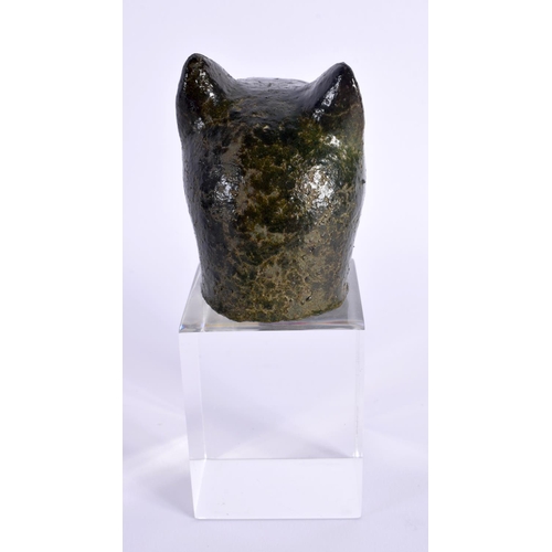 675E - A 19TH CENTURY EGYPTIAN GRAND TOUR CARVED STONE HEAD OF A CAT After the Antiquity, upon a later pers... 