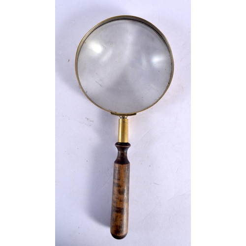 677 - TWO VINTAGE MAGNIFYING GLASSES. Largest 22.5 cm long. (2)