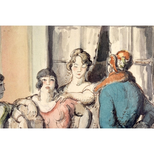 682 - European School (C1930) Watercolour, Standing flappers. 42 cm x 40 cm.