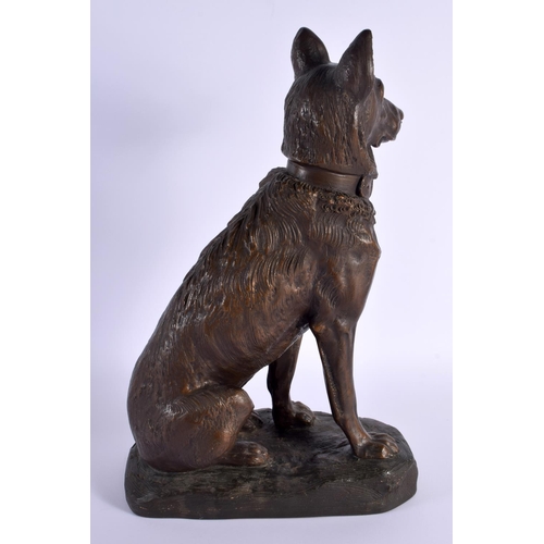 685A - French School (C1910) Terracotta, Seated Hound. 46 cm x 24 cm.