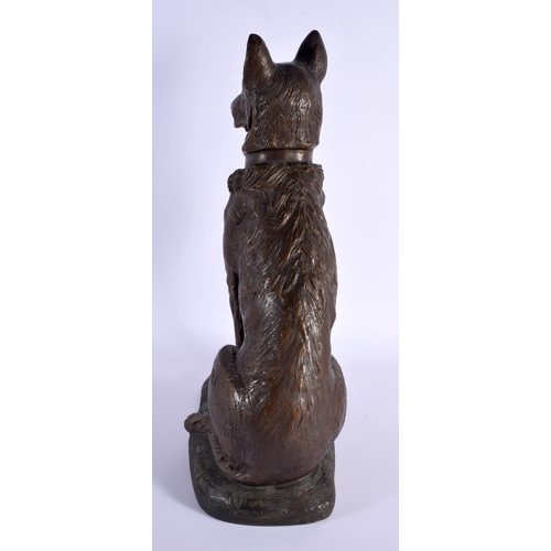 685A - French School (C1910) Terracotta, Seated Hound. 46 cm x 24 cm.