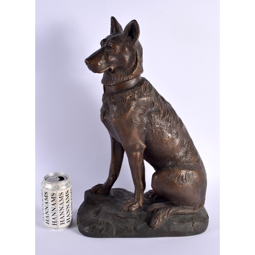 685A - French School (C1910) Terracotta, Seated Hound. 46 cm x 24 cm.