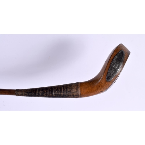 689 - A LATE 19TH CENTURY JAMES HUTCHISON OF NORTH BERWICK GOLF CLUB the long nosed putter with scared nec... 