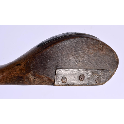 689 - A LATE 19TH CENTURY JAMES HUTCHISON OF NORTH BERWICK GOLF CLUB the long nosed putter with scared nec... 