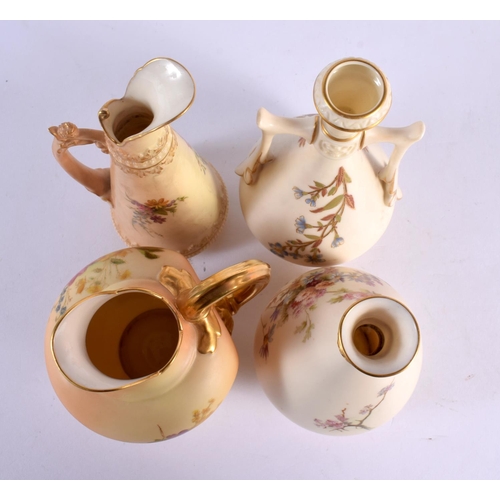 69 - SEVEN ROYAL WORCESTER BLUSH IVORY PORCELAIN ITEMS. Largest 21 cm high. (7)