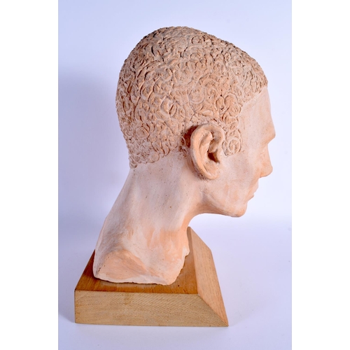 695E - European School (20th Century) Pottery Bust, Male. 35 cm x 12 cm.