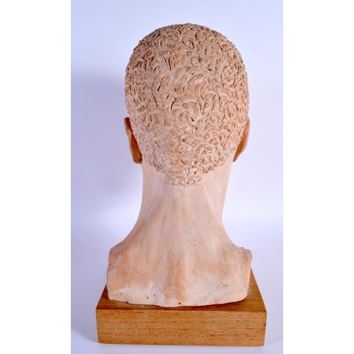 695E - European School (20th Century) Pottery Bust, Male. 35 cm x 12 cm.