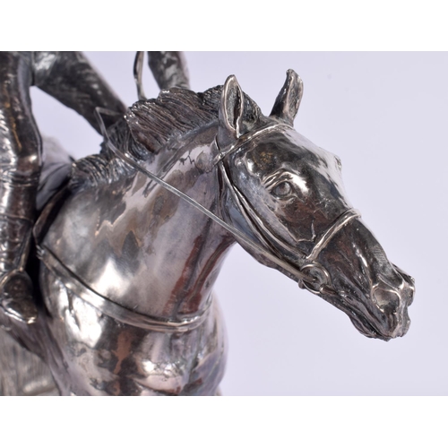 695 - A SILVER OVERLAID VICTOR CHANDLER HORSE RACING ASCOT 2002 PRESENTATION TROPHY. 32 cm x 32 cm.