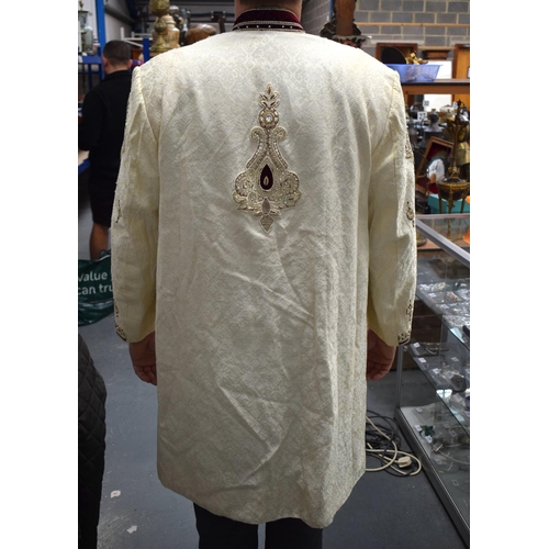 700A - A CHARMING INDIAN TURKISH SEED PEARL JEWELLED EMBROIDERED SILK JACKET. 115 cm x 136 cm.