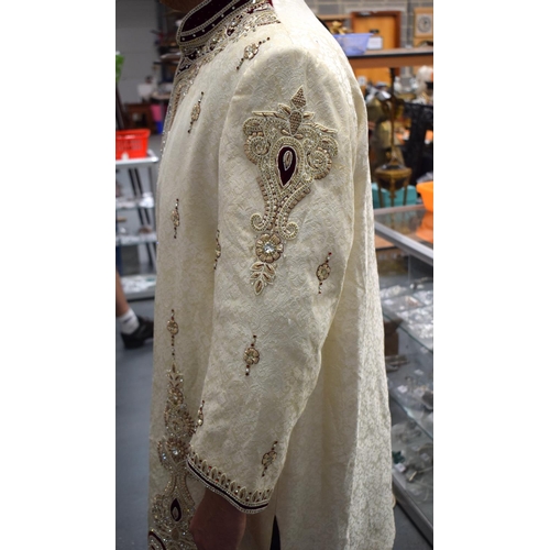 700A - A CHARMING INDIAN TURKISH SEED PEARL JEWELLED EMBROIDERED SILK JACKET. 115 cm x 136 cm.