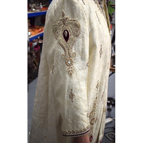 700A - A CHARMING INDIAN TURKISH SEED PEARL JEWELLED EMBROIDERED SILK JACKET. 115 cm x 136 cm.