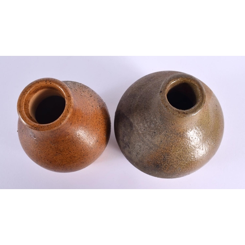 700D - TWO EARLY CHINESE POTTERY STONEWARE TYPE VESSELS. Largest 14 cm x 10 cm. (2)