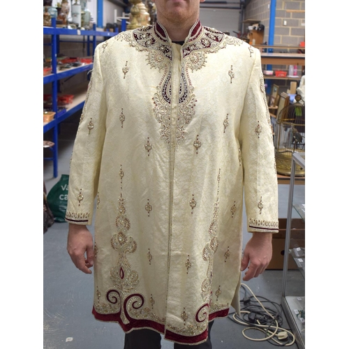 700A - A CHARMING INDIAN TURKISH SEED PEARL JEWELLED EMBROIDERED SILK JACKET. 115 cm x 136 cm.