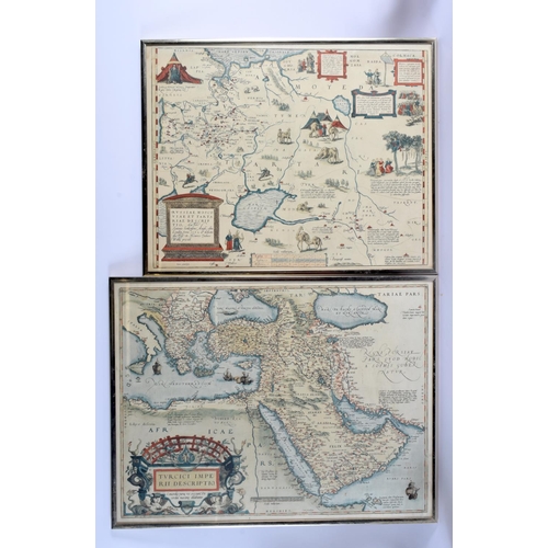 700B - TWO VINTAGE FRAMED MAPS. Largest 53 cm x 42 cm. (2)