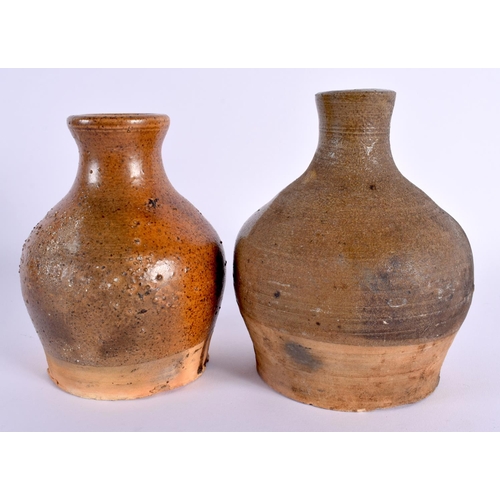 700D - TWO EARLY CHINESE POTTERY STONEWARE TYPE VESSELS. Largest 14 cm x 10 cm. (2)