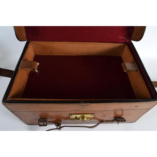 705E - A LOVELY ANTIQUE HARDY BROTHERS LEATHER CASED FISHING REEL CARRYING CASE. 48 cm x 32 cm x 24 cm.