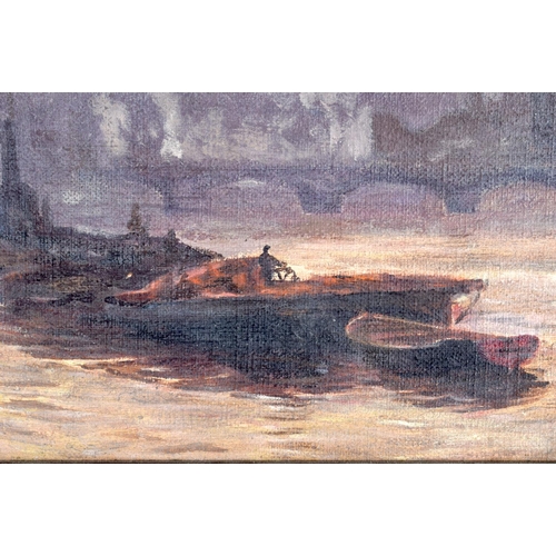 713 - British School (C1900) Oil on canvas, London thames scene. 52 cm x 32 cm.