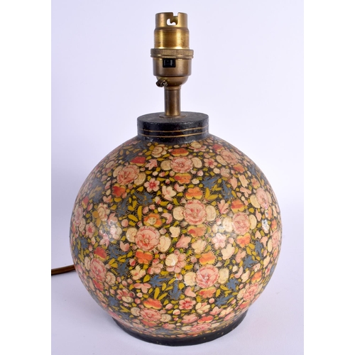 721D - A PERSIAN COUNTRY HOUSE KASHMIR LACUER LAMP. 26 cm x 14 cm.