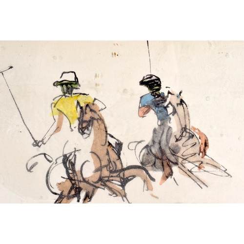 721 - Pierre Olivier Dubaut (1886-1968) Pair, Watercolours, Polo. 24 cm x 18 cm.