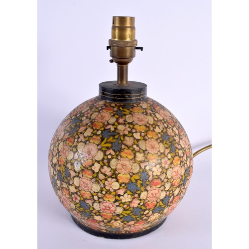 721D - A PERSIAN COUNTRY HOUSE KASHMIR LACUER LAMP. 26 cm x 14 cm.