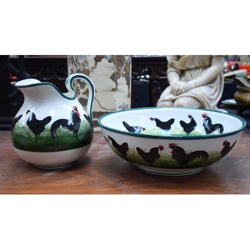 723I - A LARGE SCOTTISH WEYMSS WASH JUG AND BASIN. 32 cm x 26 cm. (2)