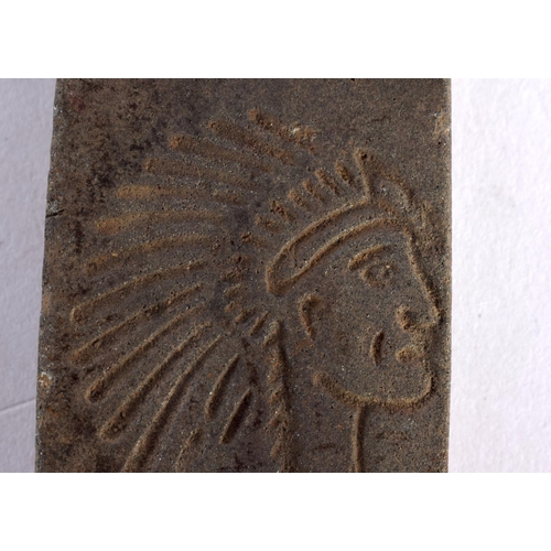 724 - A NATIVE AMERICAN KNIFE SHARPENING STONE.  8.2cm x 3.6cm x 1.1cm