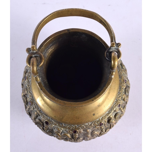 741 - A RARE 19TH CENTURY MIDDLE EASTERN INDIAN BRONZE HOLY WATER VESSEL possibly inlaid with rubies. 23.5... 