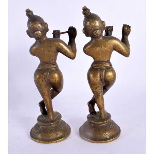 749 - A PAIR OF 17TH/18TH CENTURY INDIAN BRONZE FIGURES OF BUDDHISTIC DEITIES modelled as musicians. Large... 