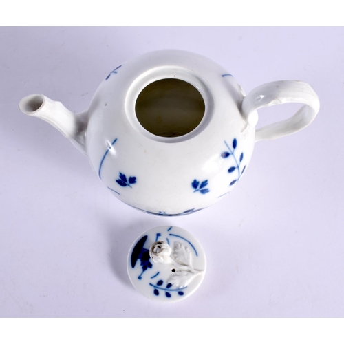 87 - A RARE MEISSEN BLUE AND WHITE PORCELAIN TEAPOT AND COVER painted with sparse landscapes. 16 cm wide.