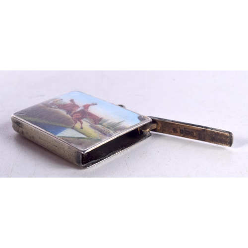 1006 - AN EDWARDIAN SILVER AND ENAMEL VESTA CASE. 39.6 grams. 4.5 cm x 3.5 cm.