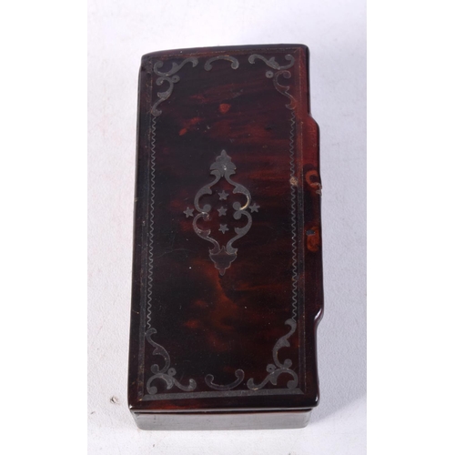 1010 - A REGENCY TORTOISESHELL SNUFF BOX. 23 grams. 4.25 cm x 8.5 cm.