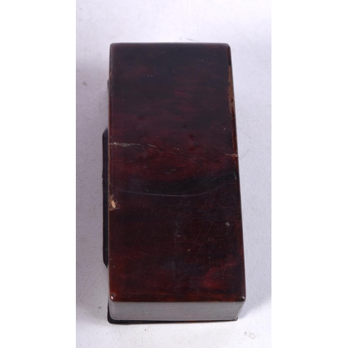 1010 - A REGENCY TORTOISESHELL SNUFF BOX. 23 grams. 4.25 cm x 8.5 cm.