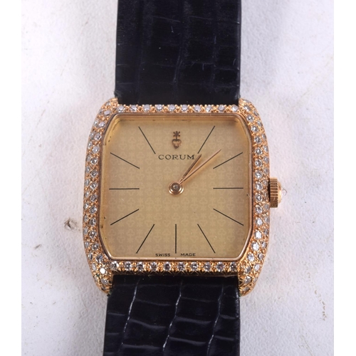 1022 - A 9CT GOLD CORUM WRISTWATCH. 29 grams. 2.75 cm wide inc crown.